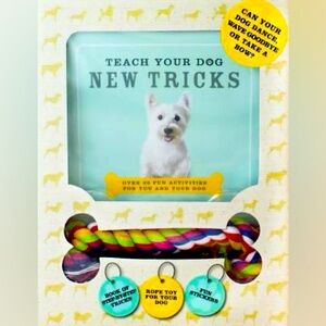 Teach Your Dog New Tricks Guide Book W/Pet Rope Toy Obedience & Tricks Info NIB